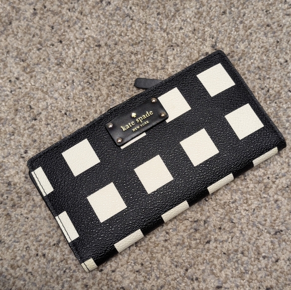 kate spade Handbags - Kate Spade Black and White Checkered Wallet